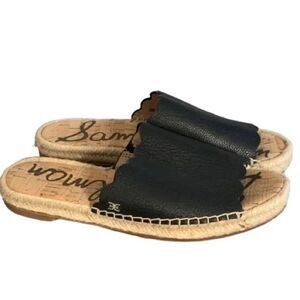 SAM EDELMAN Womens‎ Black Padded Goring Andy Open Toe Slip On Leather Espadrille
